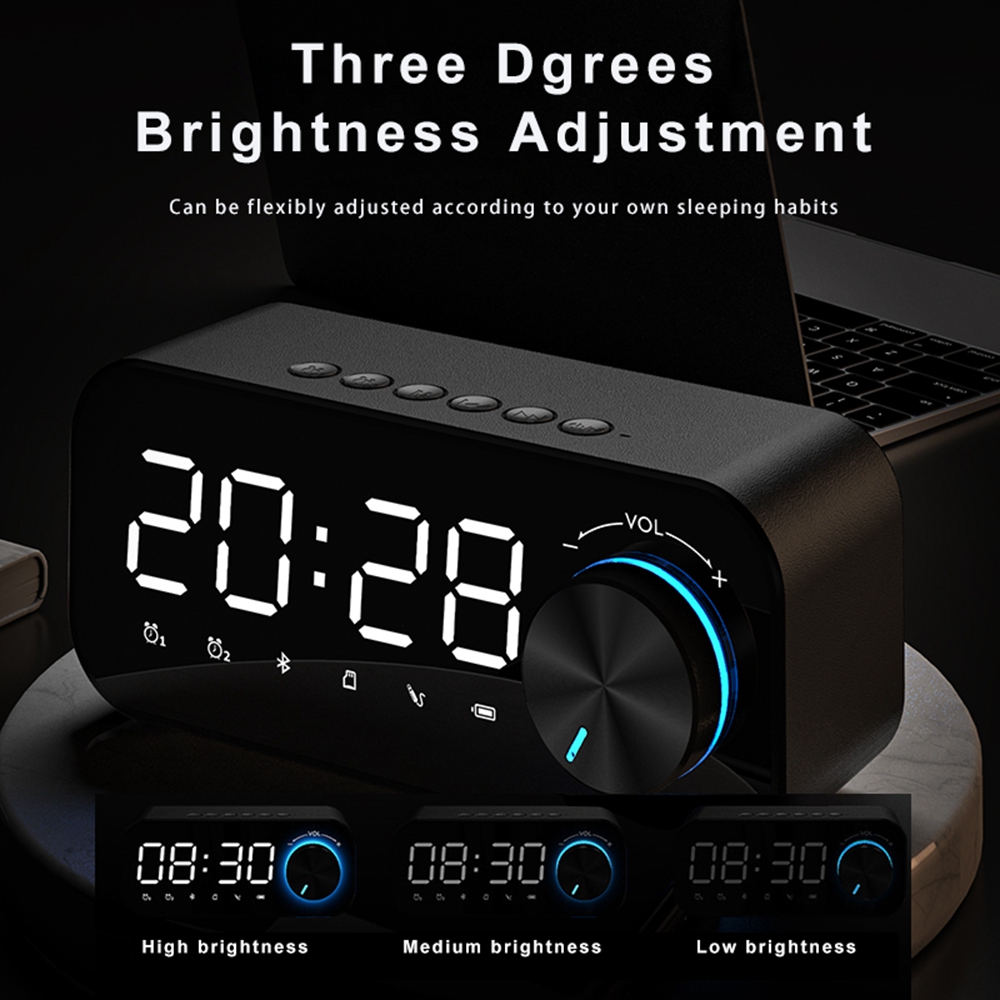 ColorCoral Lampu Speaker Bluetooth Portable Bass Jam Alarm Clock LED Display Spiker Bluetooth Musik Box