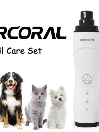 ColorCoral Dog Nail Grinder Set Rechargeable LED Lighting 3-Speed Electronic Pet Nail Trimmer with Clipper for Dogs